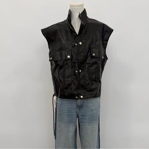 NWT Commense Faux Leather Black Vest